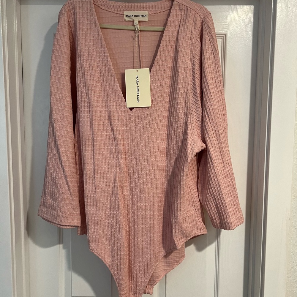 Mara Hoffman pink textured bodysuit